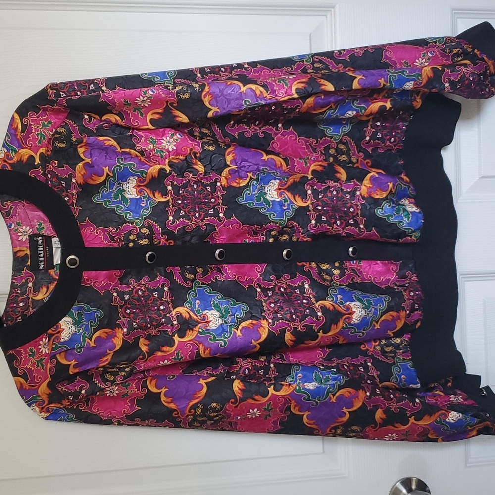 Vintage 80's button up Notation Blouse super fun and unique 🌈🎨